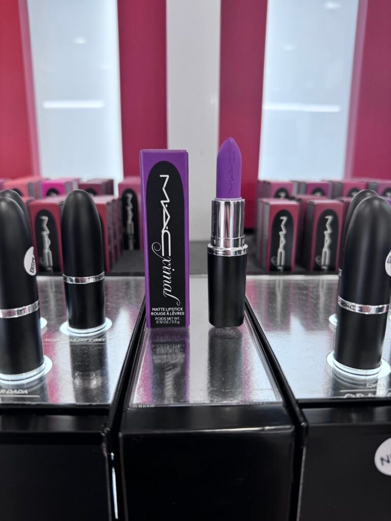 A bright and cheery purple lipstick perfect for pastel goths.